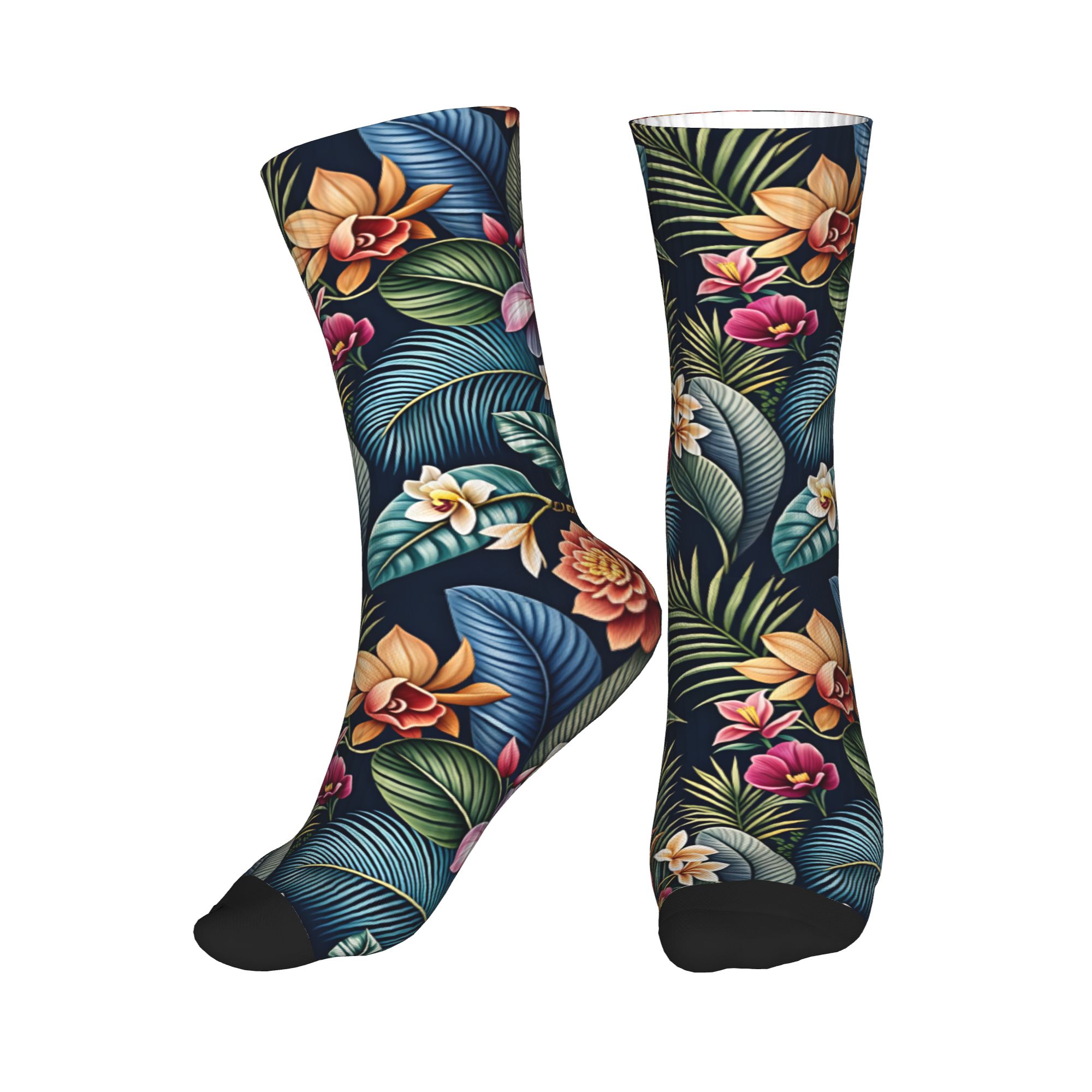 Dress Sock Men - Sevimli erkek Vintage Koyu Tropikal 3D